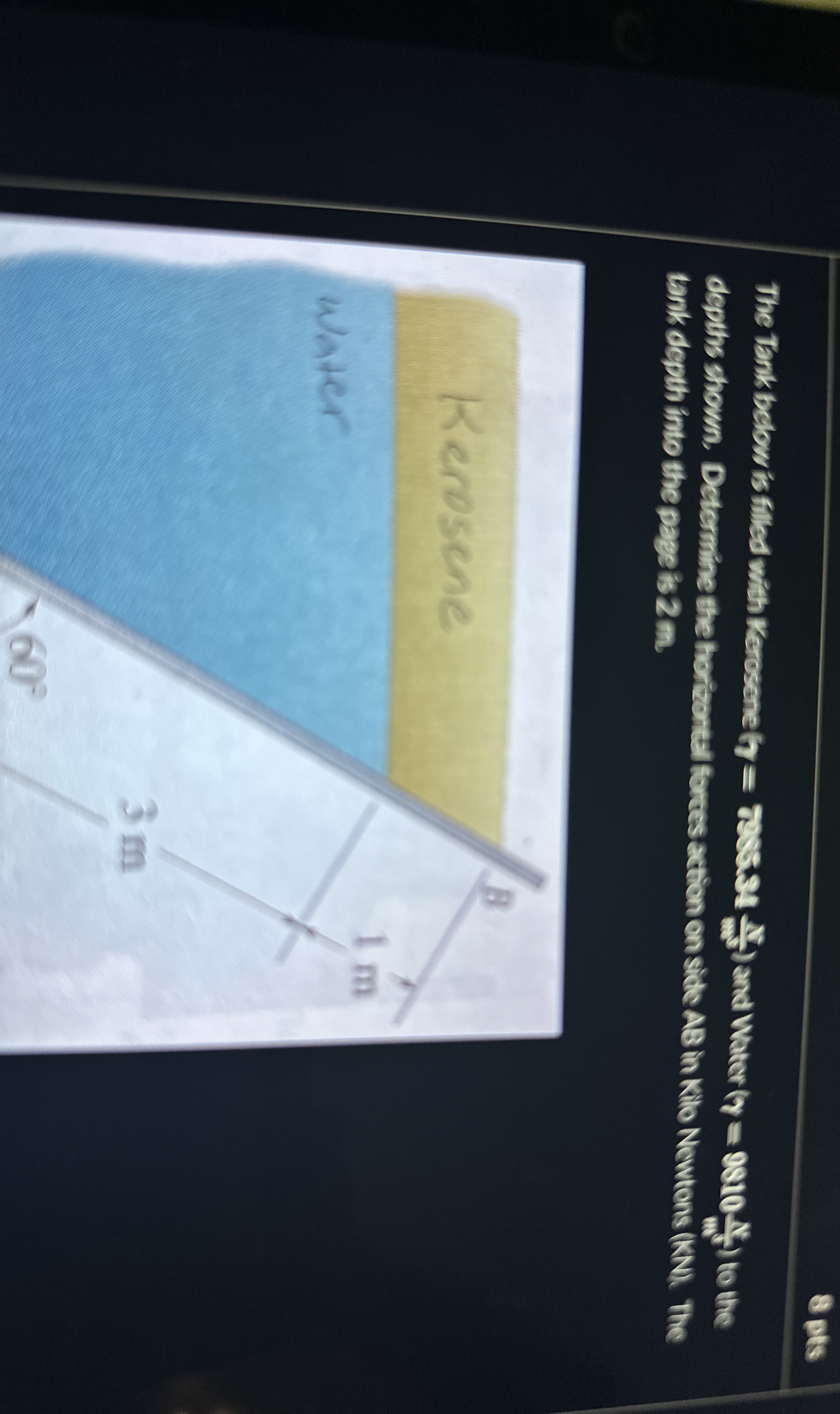 8 pts The Tank below is filled with Kerosane ( :