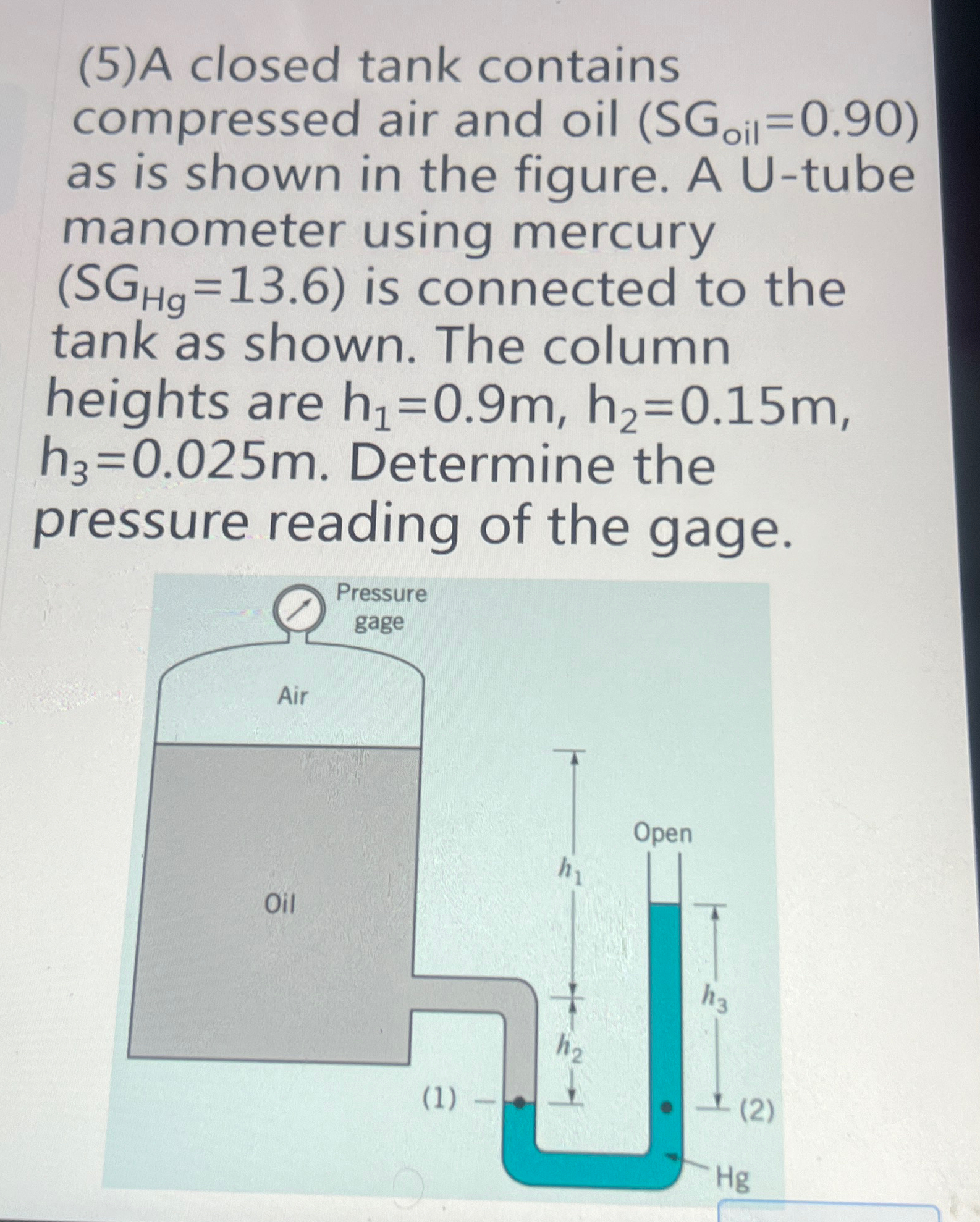 ( 5 ) A closed tank contains as is shown in the