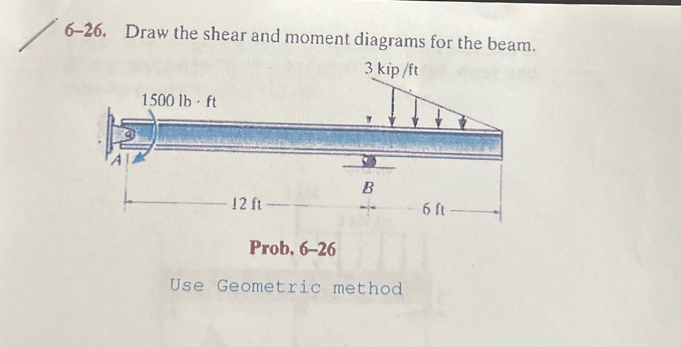 6 - 2 6 . Draw the shear and moment diagrams for