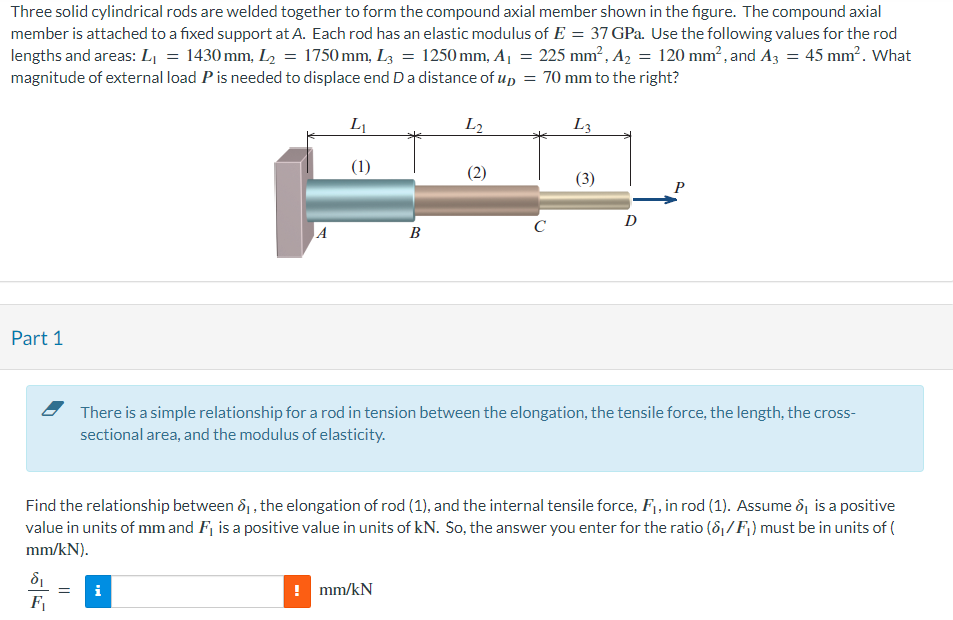 Three solid cylindrical rods are welded together