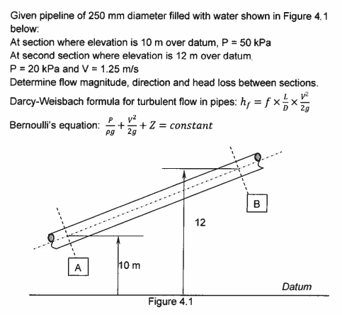 Given pipeline of 2 5 0 m m diameter filled with