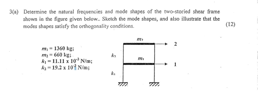 3 ( a ) Determine the natural frequencies and
