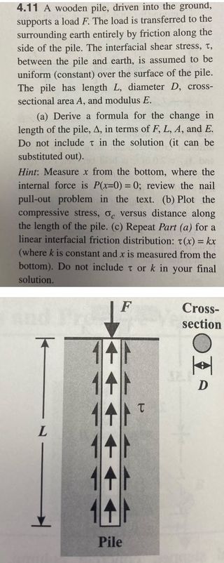 4 . 1 1 A wooden pile, driven into the ground,
