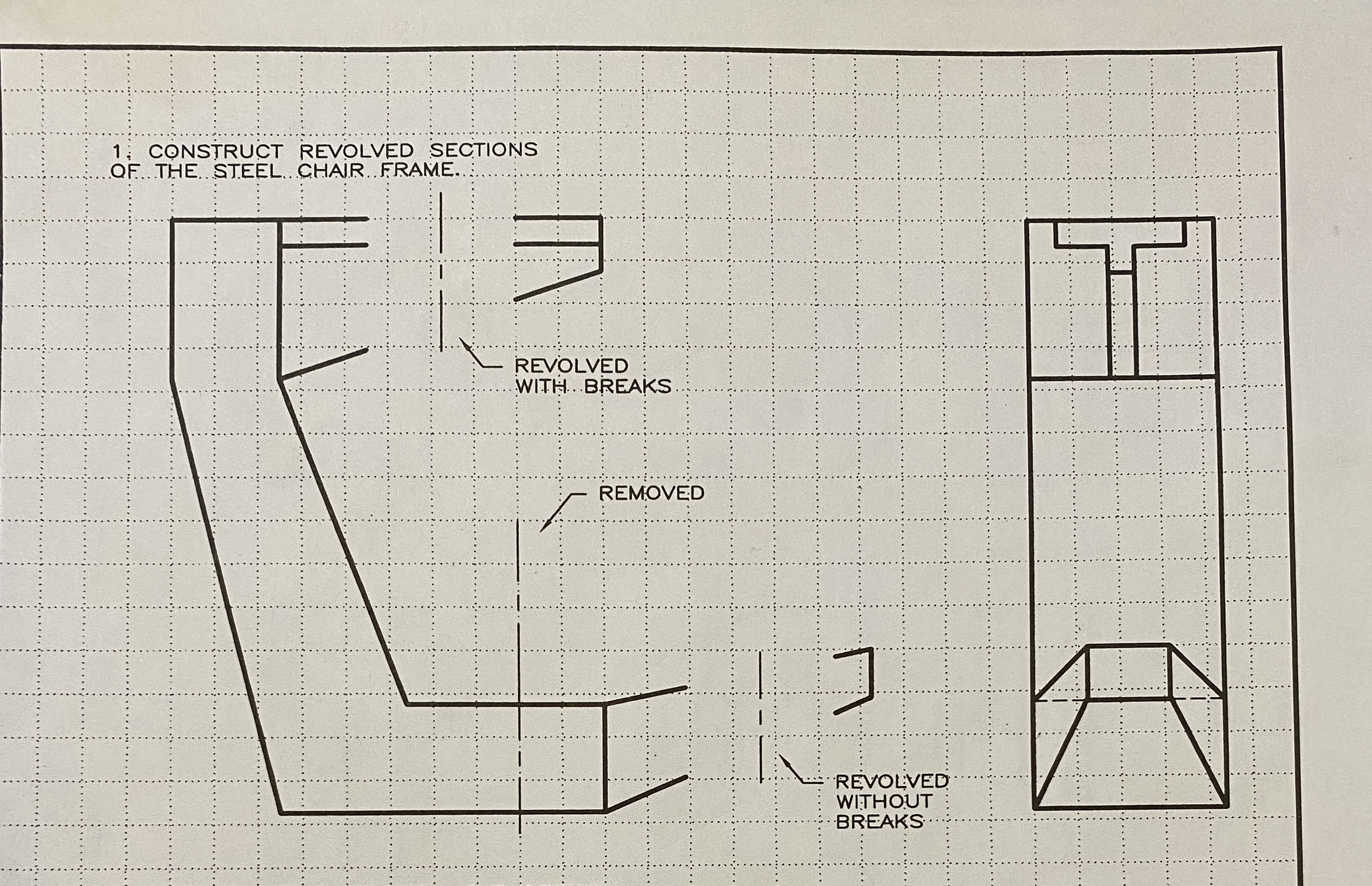 1 . CONSTRUCT REVOLVED SECTIONS OF THE STEEL