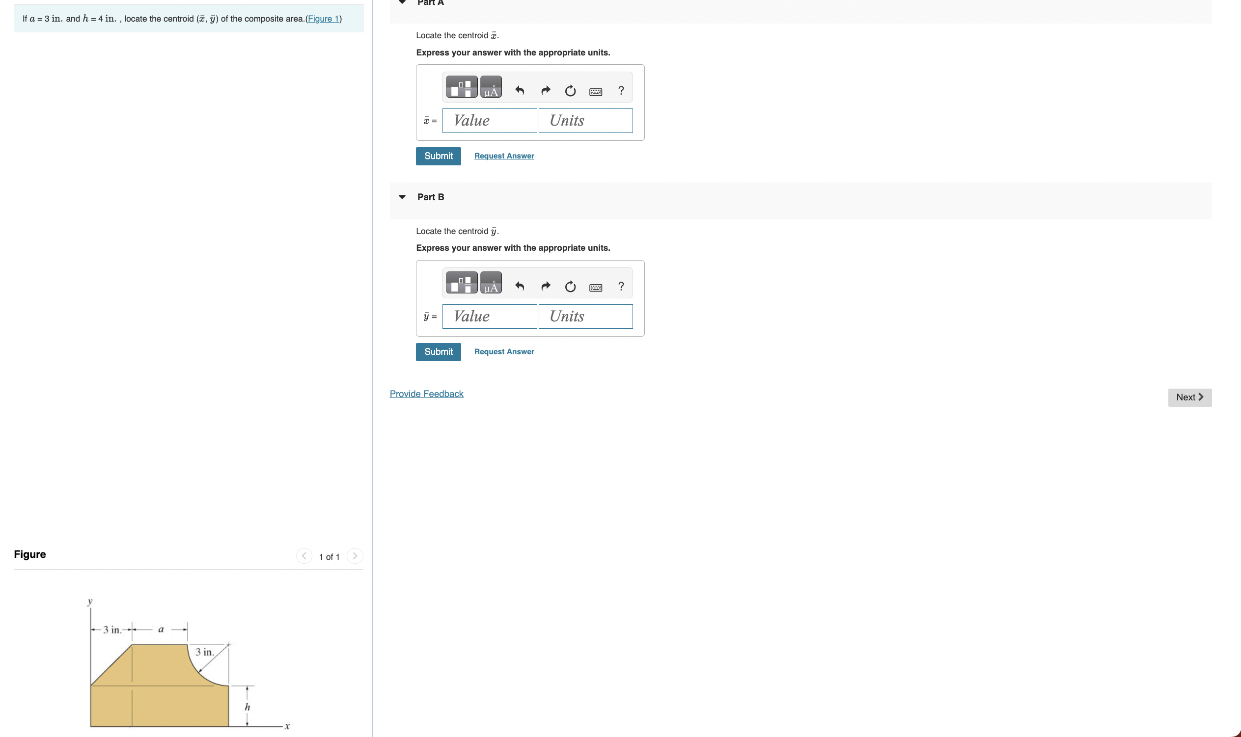 Locate the centroid x . Express your answer with