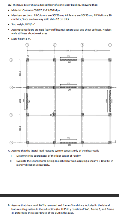 Q 2 ) The figure below shows a typical floor of a