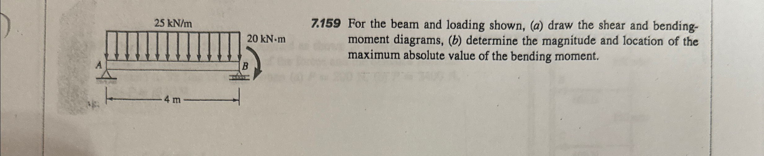 7 . 1 5 9 For the beam and loading shown, ( a )