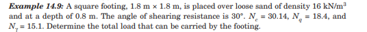 Example 1 4 . 9 : A square footing, 1 . 8 m 1 . 8