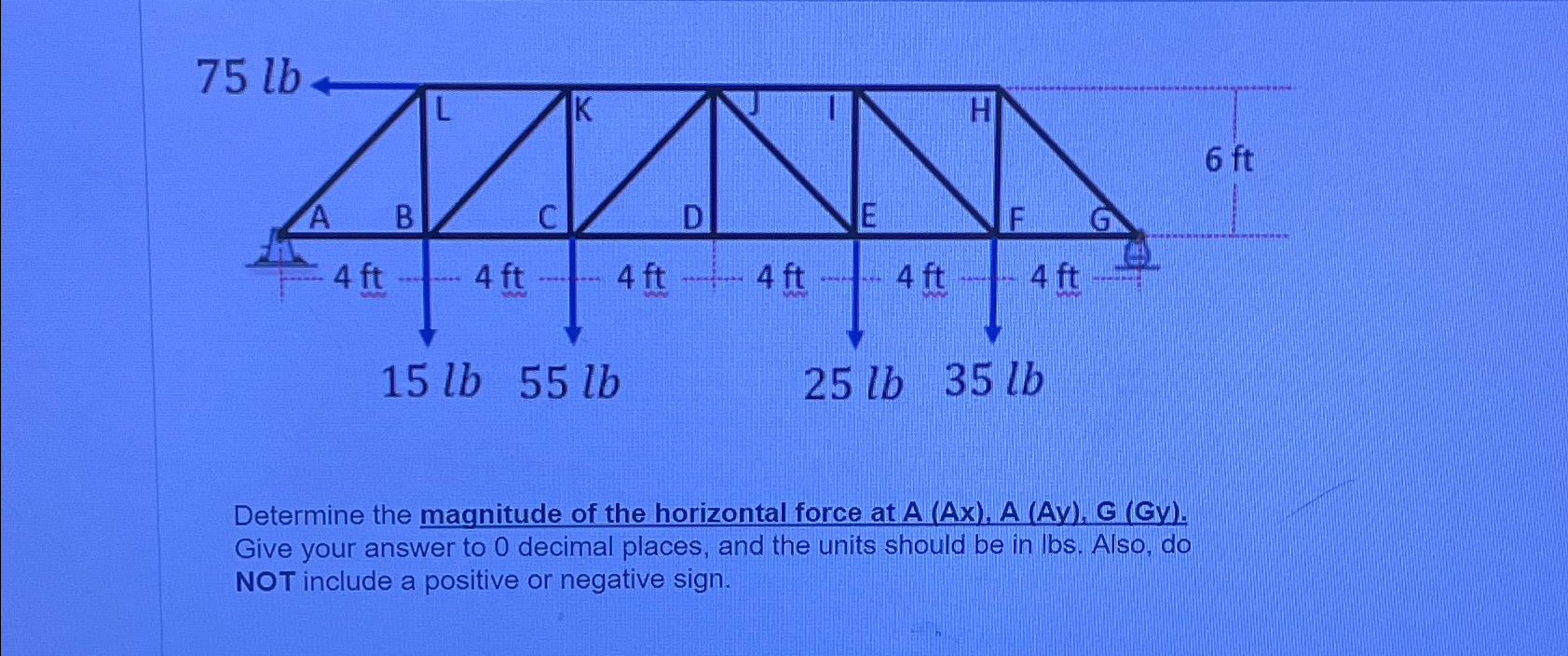 7 5 l b Determine the magnitude of the horizontal