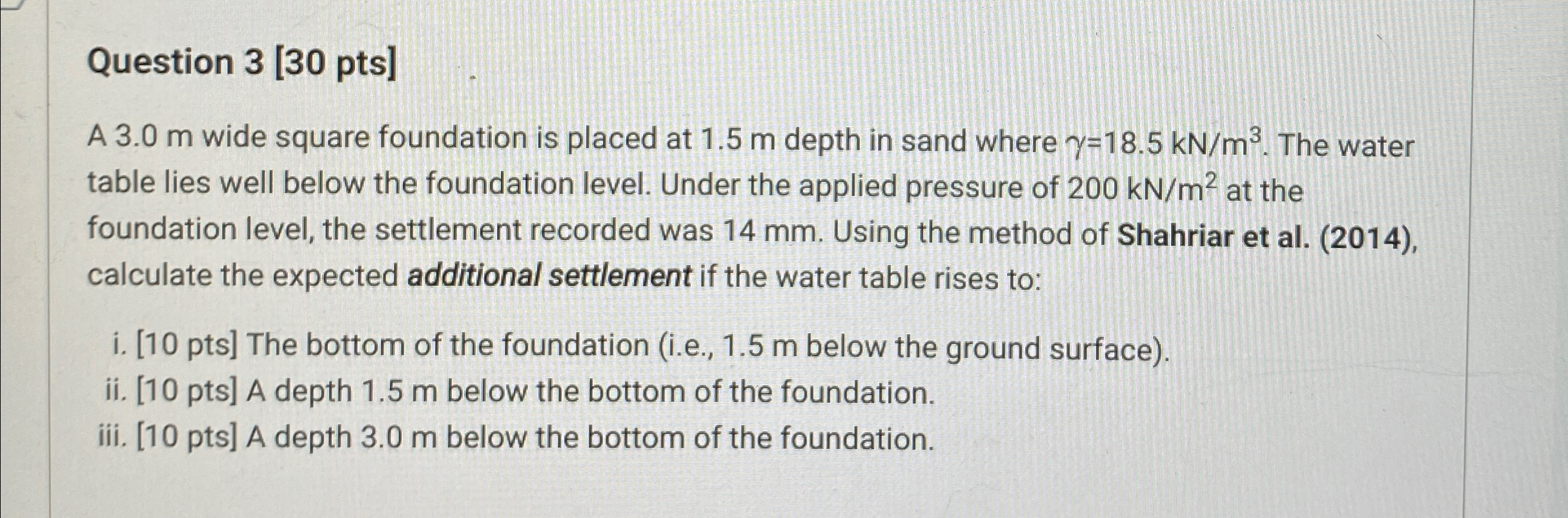 Question 3 [ 3 0 pts ] A 3 . 0 m wide square