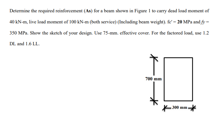 Determine the required reinforcement ( As ) for a