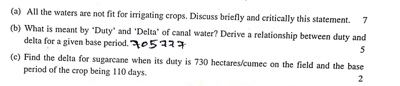 ( a ) All the waters are not fit for irrigating