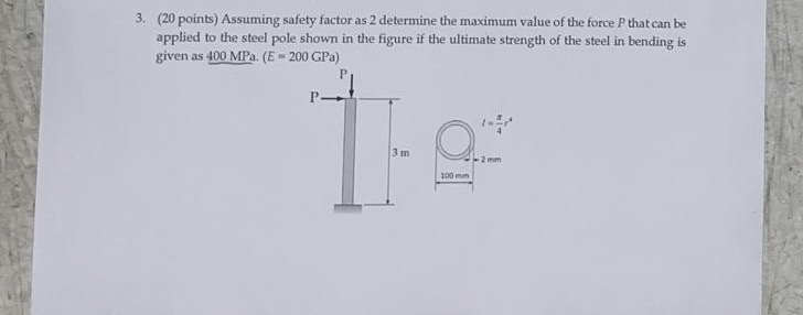 ( 2 0 points ) Assuming safety factor as 2