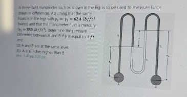 A true - fuid manometer such as shown in the Fig