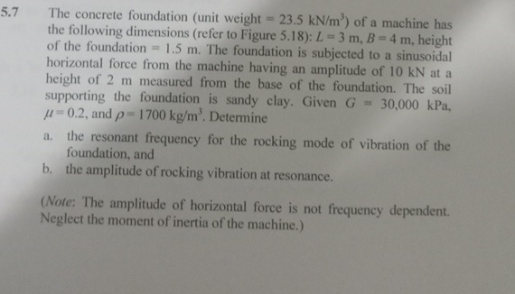 5 . 7 The concrete foundation ( unit weight = 2 3