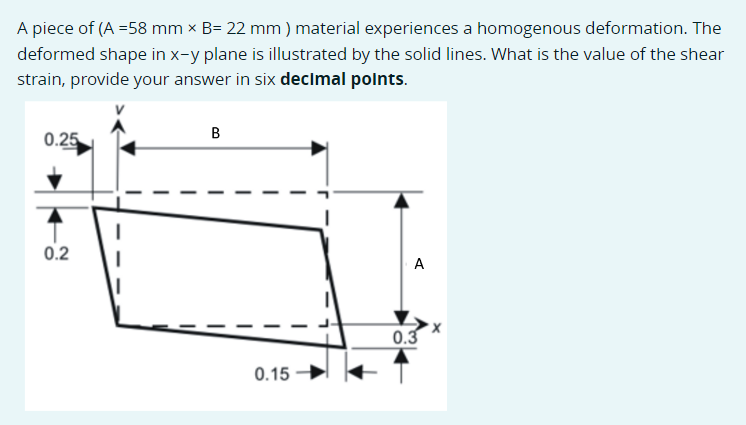 A piece of ( A = 5 8 m m B = 2 2 m m ) material