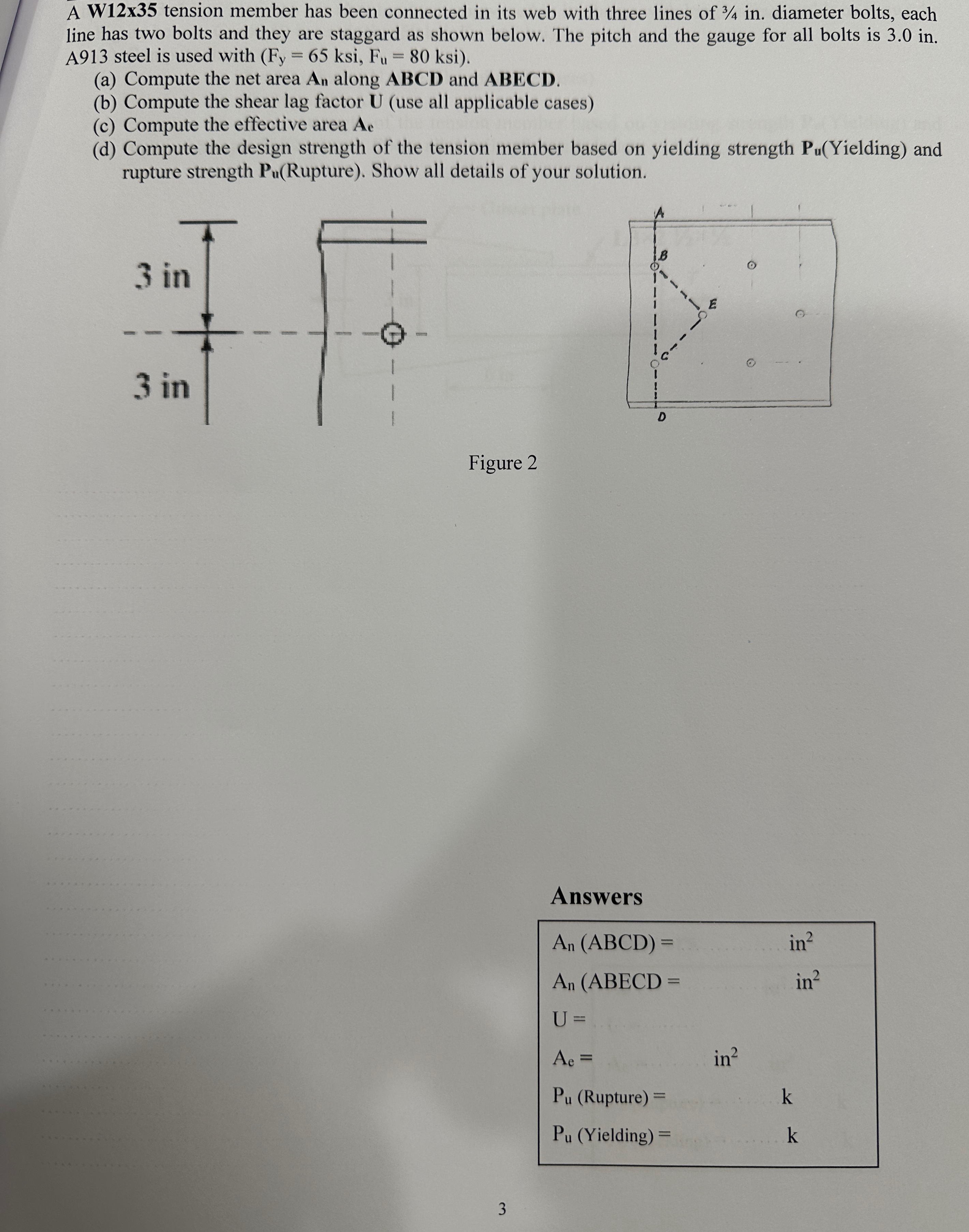 A W 1 2 x 3 5 tension member has been connected