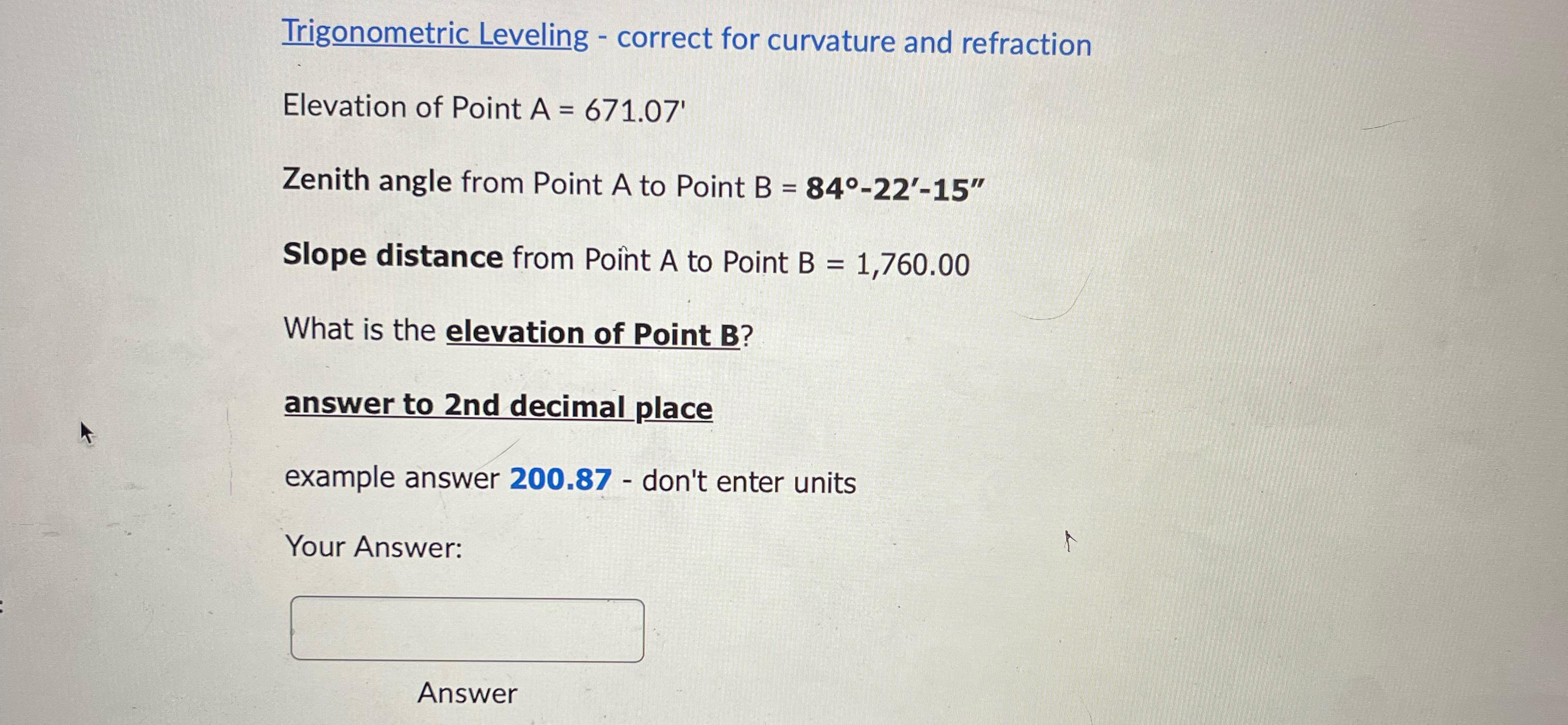 Trigonometric Leveling - correct for curvature