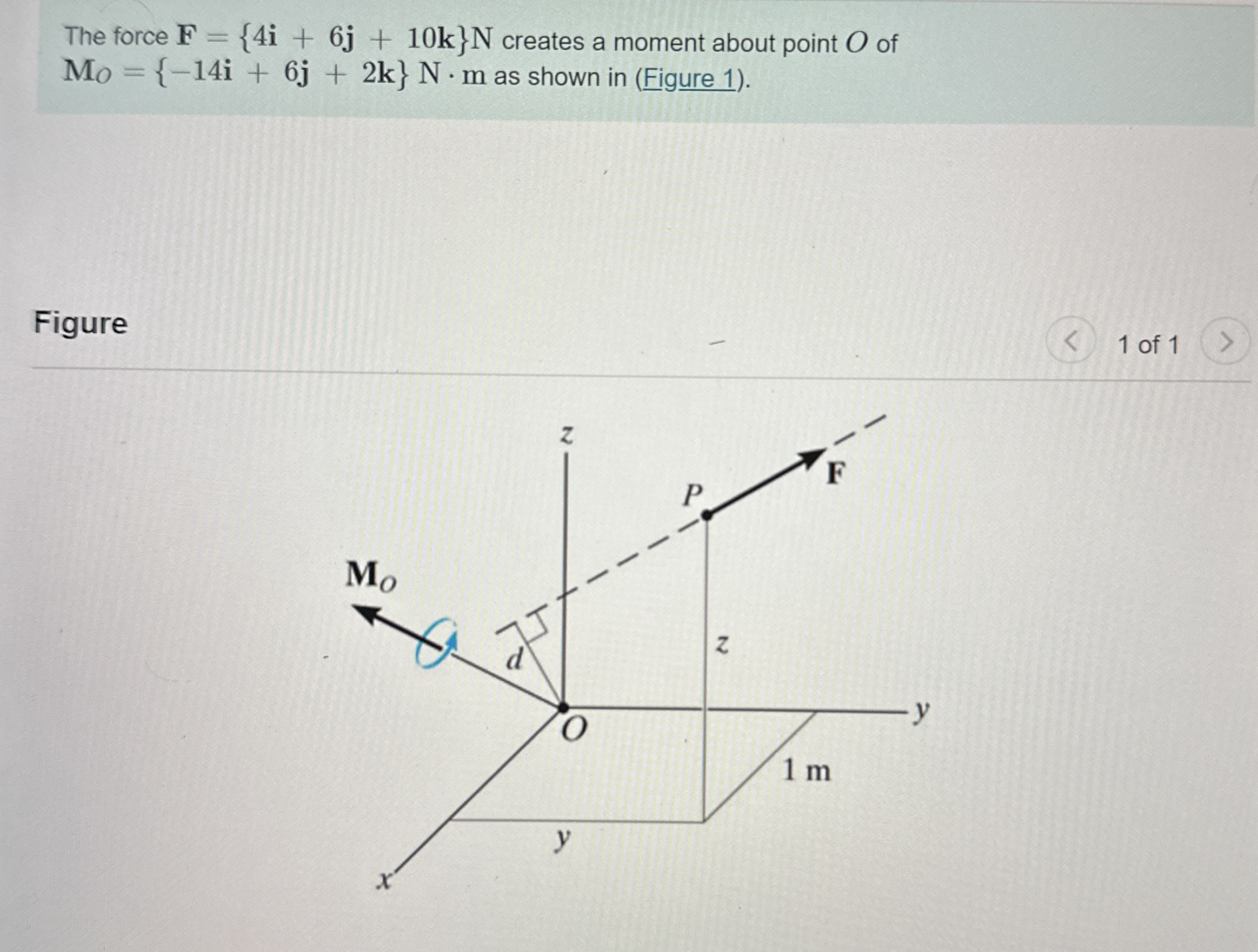 Part A If the force passes through a point having