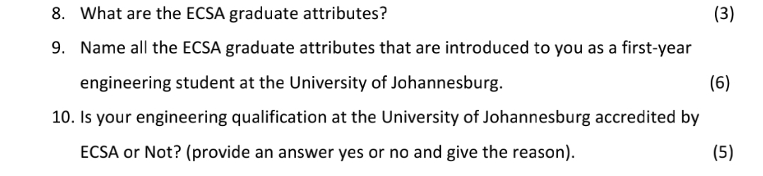 What are the ECSA graduate attributes? Name all