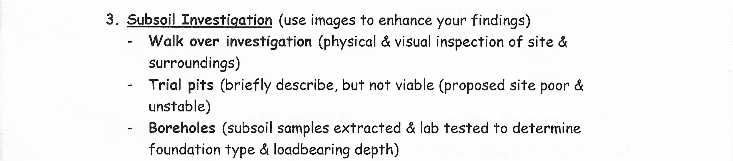 Subsoil Investigation ( use images to enhance