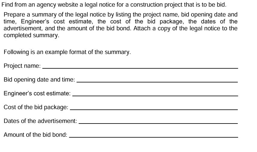 Find from an agency website a legal notice for a