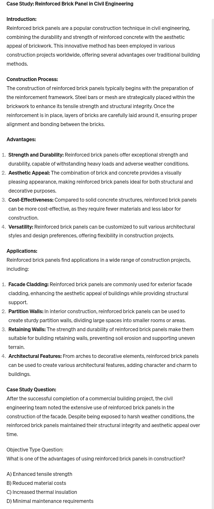 Case Study: Reinforced Brick Panel in Civil
