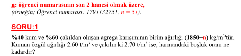 n : renci numaras n n son 2 hanesi olmak zere , (