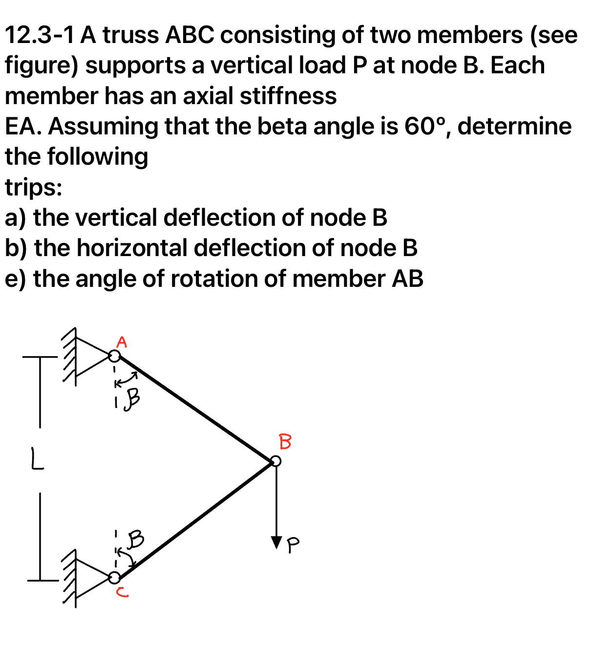 1 2 . 3 - 1 A truss ABC consisting of two members