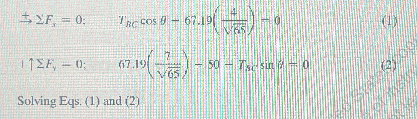Solve eqs. 1 and 2 Show me how you get to the