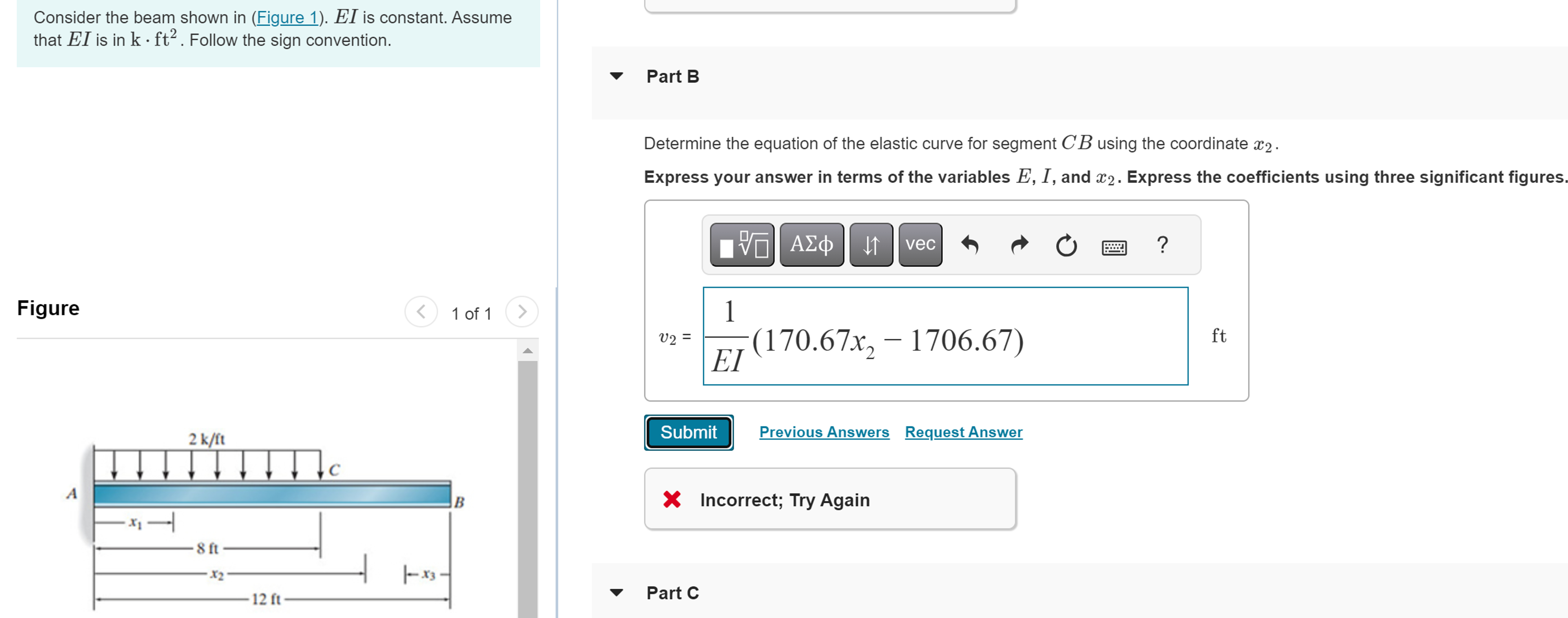 Consider the beam shown in ( Figure 1 ) . E I is