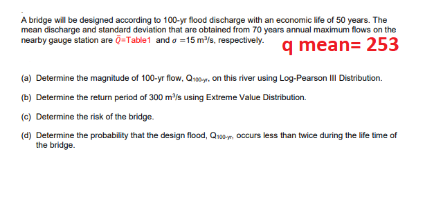 A bridge will be designed according to 1 0 0 - yr