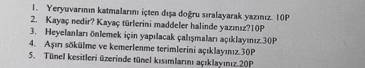 Yeryuvar n n katmalar n i ten d a do ru s