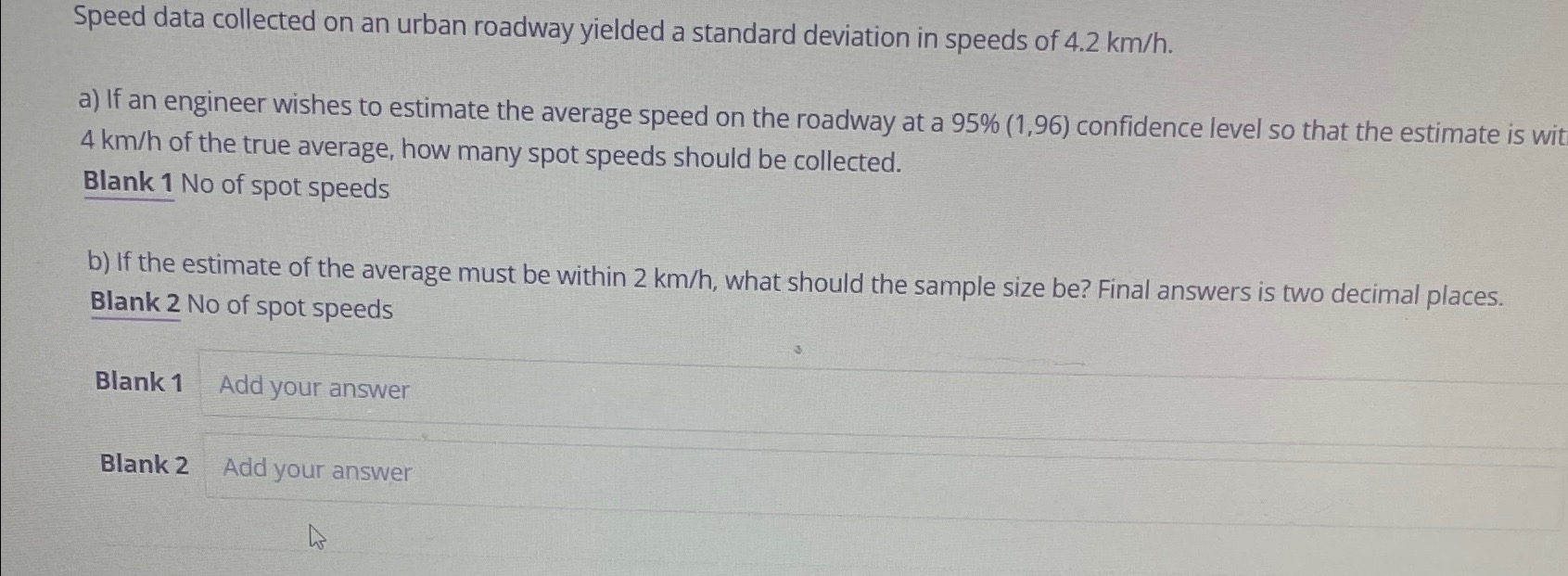 Speed data collected on an urban roadway yielded