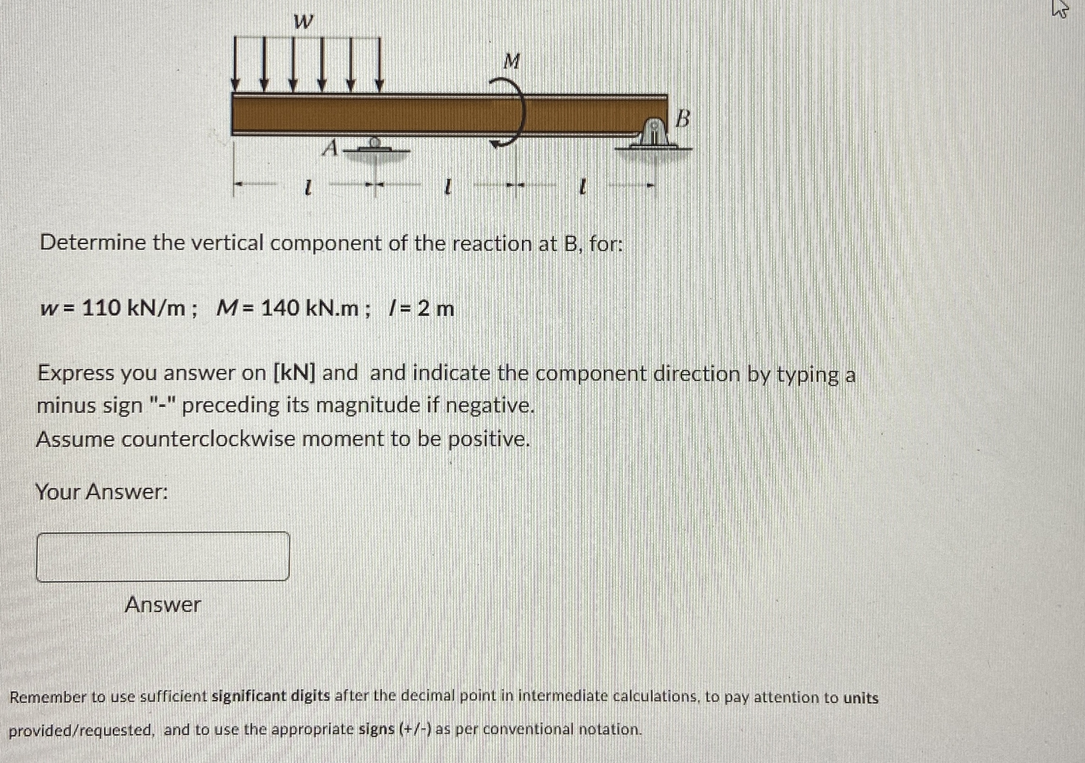 Determine the vertical component of the reaction