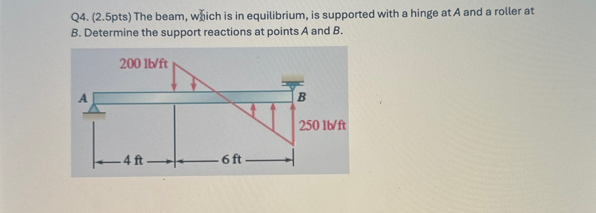 Q 4 . ( 2 . 5 pts ) The beam, wich is in