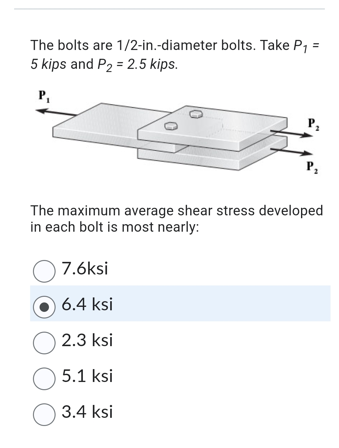 The bolts are 1 2 - in . - diameter bolts. Take P