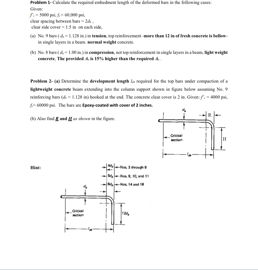 Problem 1 - Calculate the required embedment
