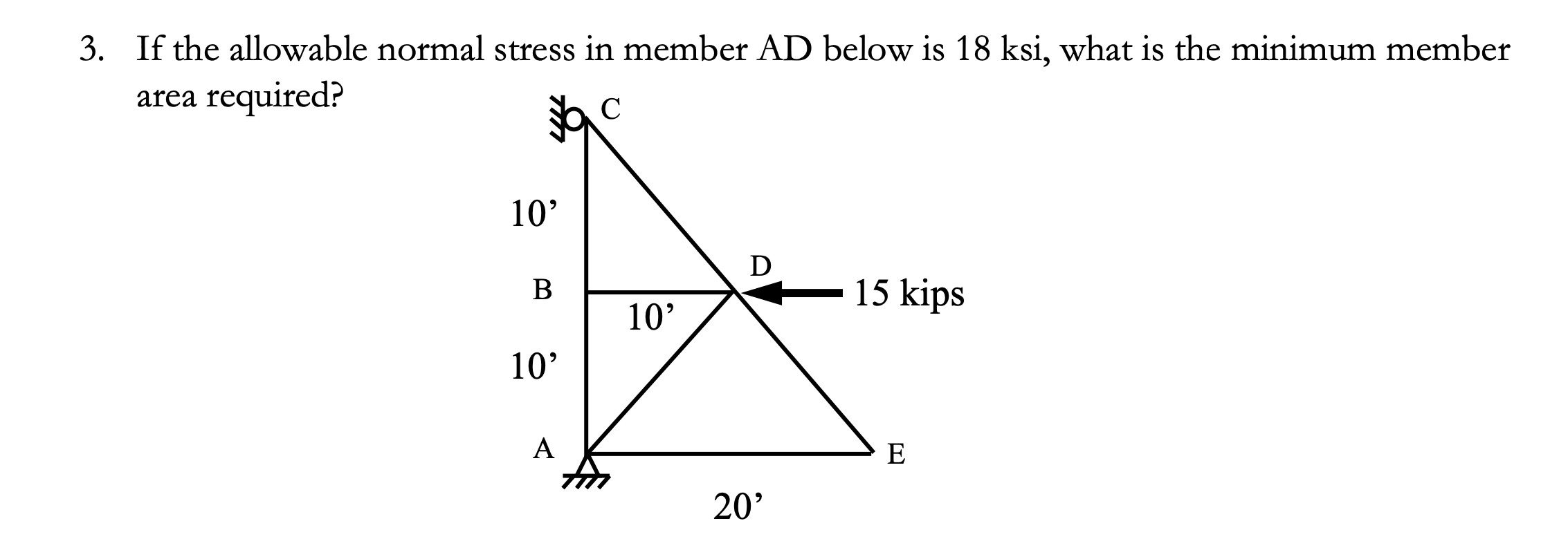 If the allowable normal stress in member A D