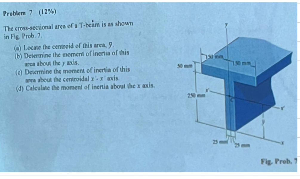 Problem 7 ( 1 2 % The cross - sectional area of a