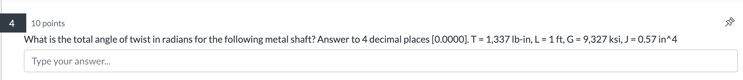 4 points What is the total angle of twist in