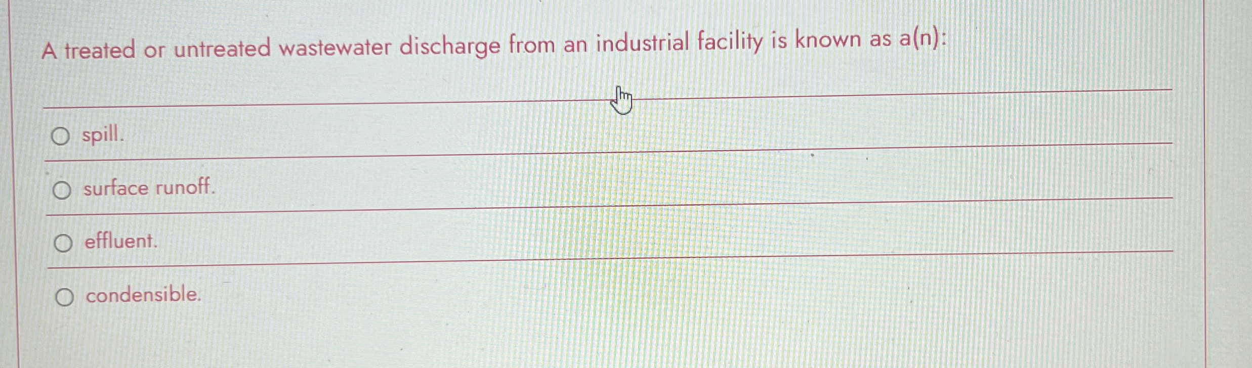 A treated or untreated wastewater discharge from