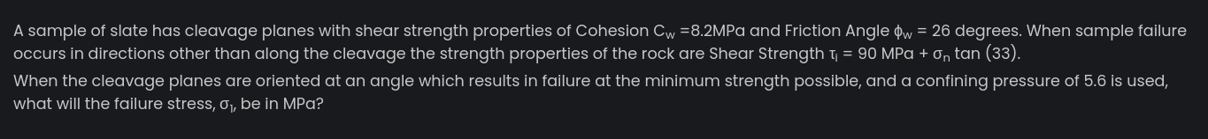 A sample of slate has cleavage planes with shear