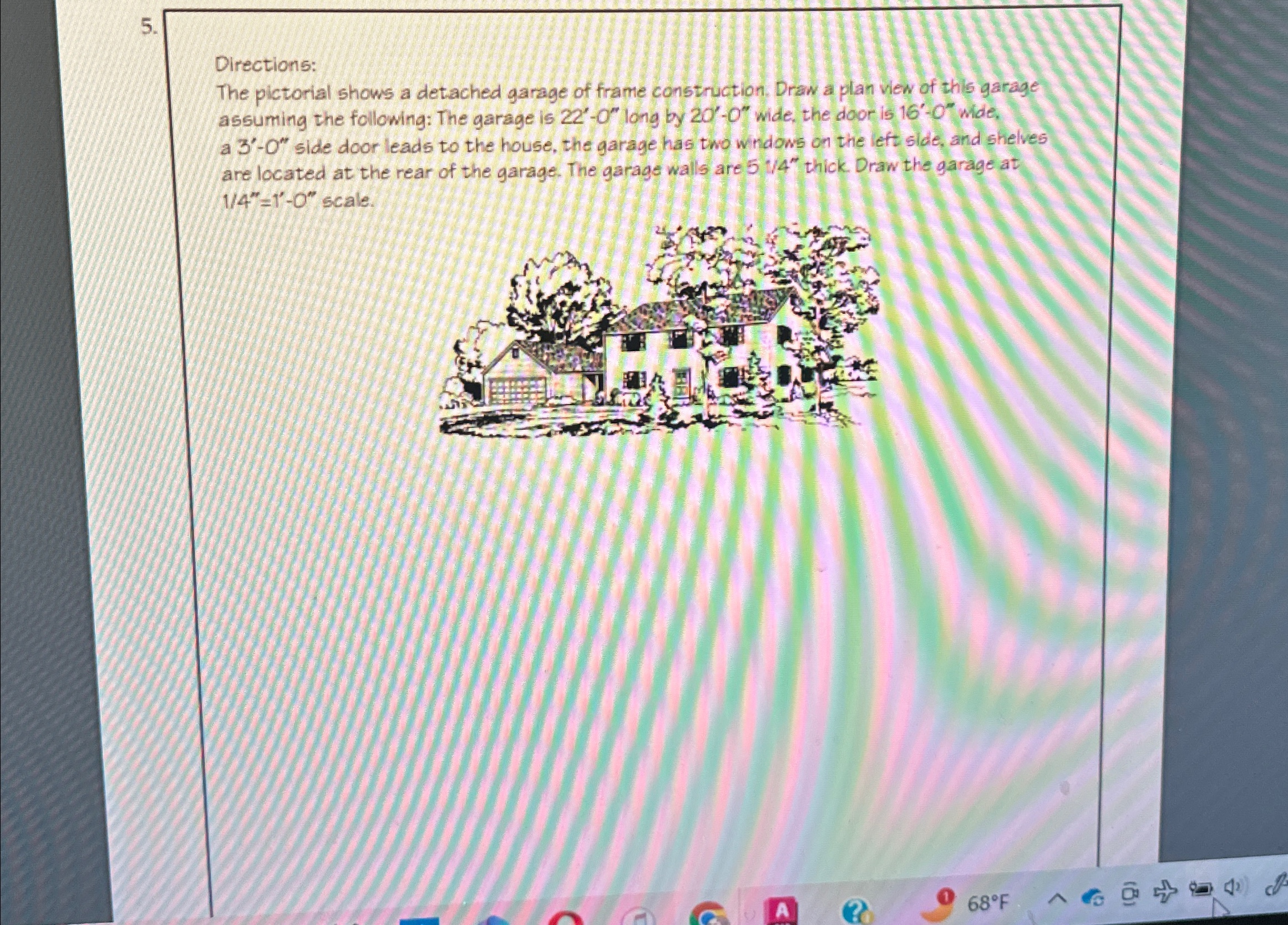 Directions: The pictorial shows a detached garage