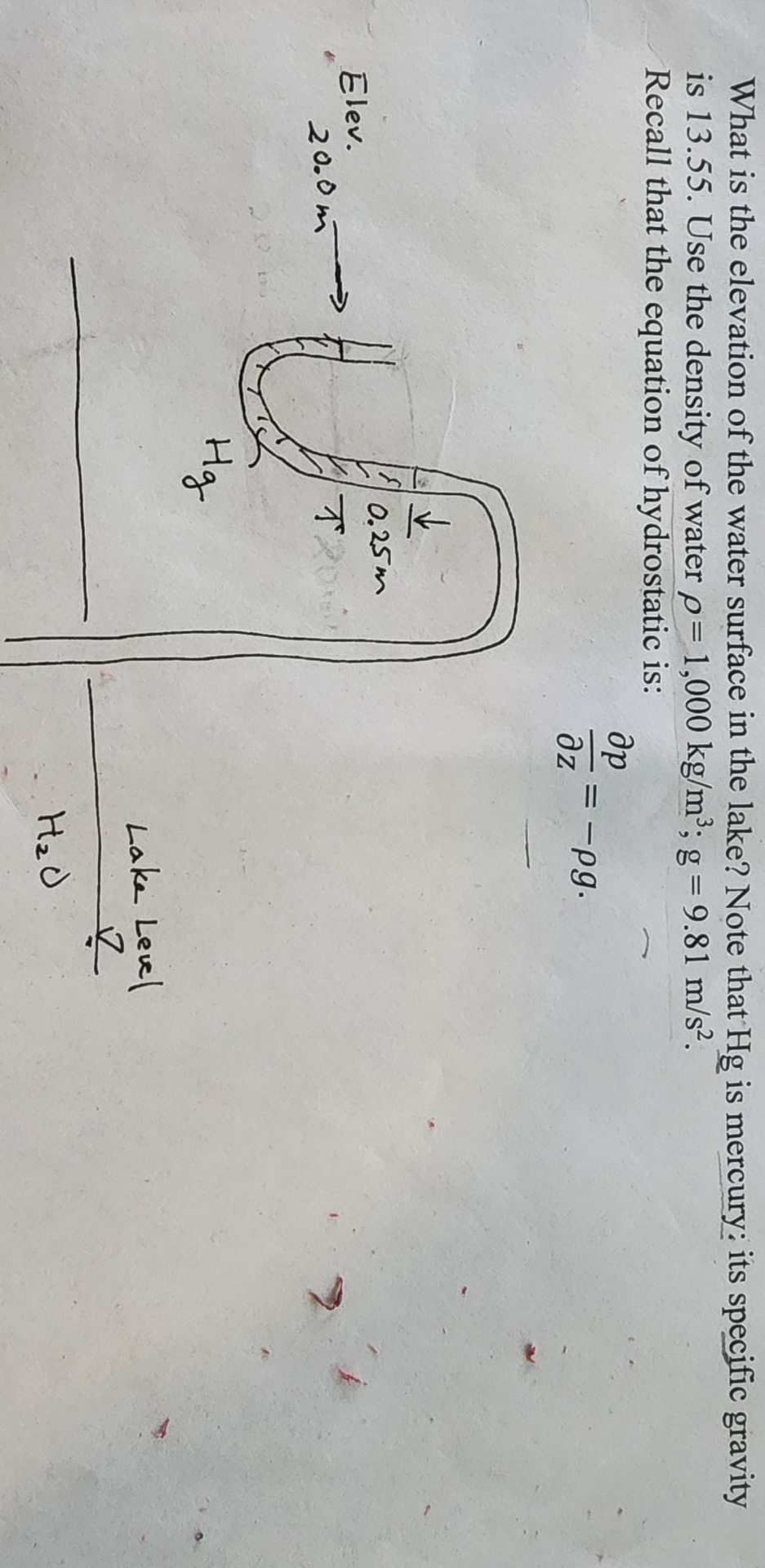 What is the elevation of the water surface in the