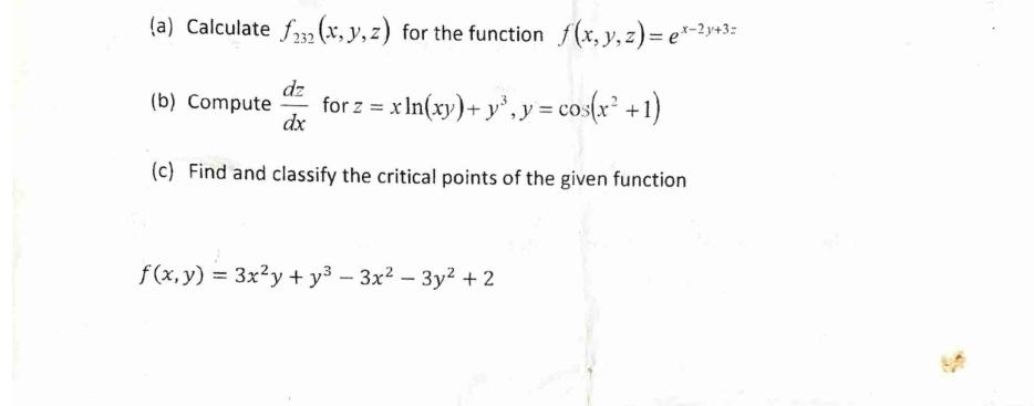 ( a ) Calculate f 2 3 2 ( x , y , z ) for the
