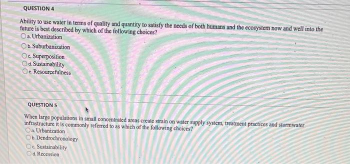 Q 5 : Should be Urbanization