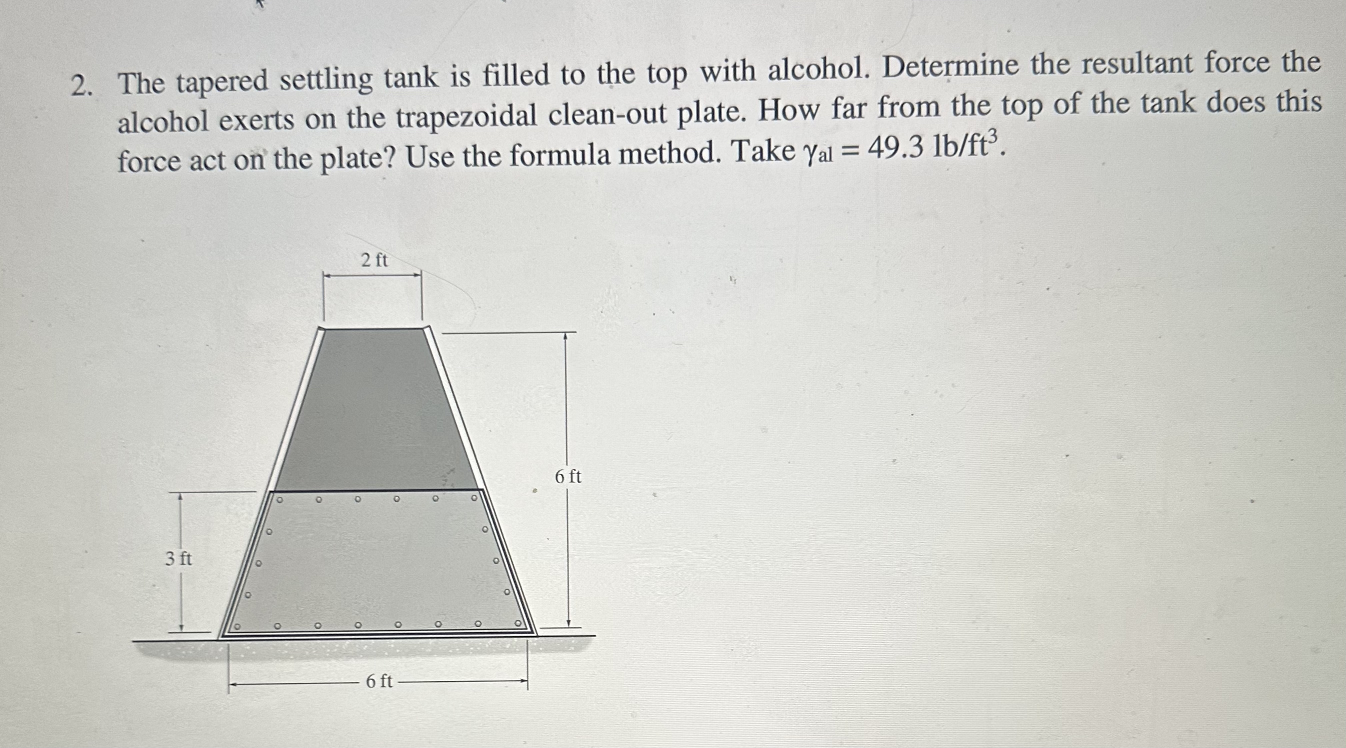 The tapered settling tank is filled to the top