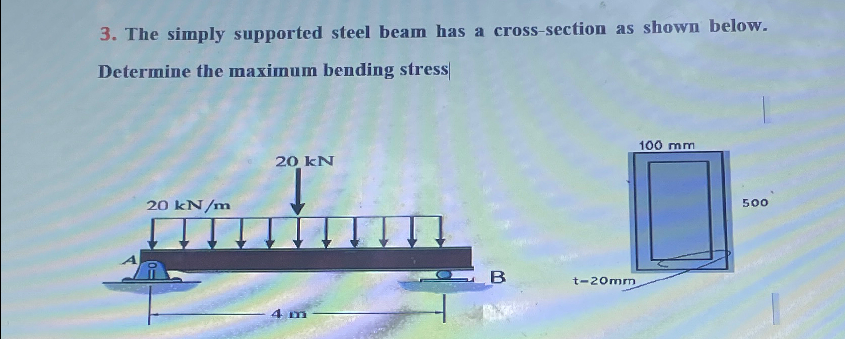 The simply supported steel beam has a cross -