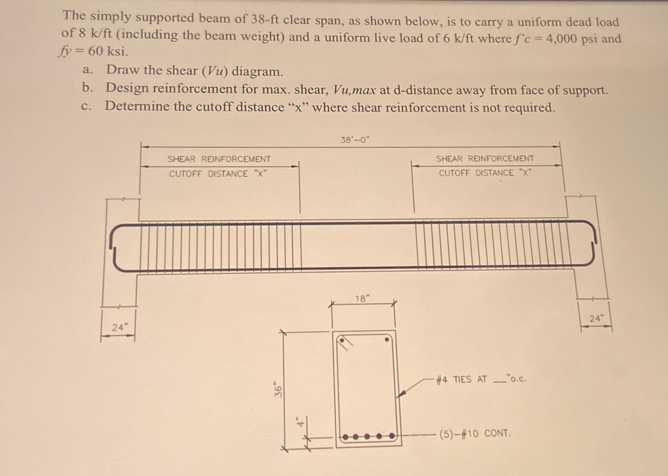 The simply supported beam of 3 8 - f t clear